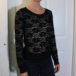 Black Lace Long Sleeve Top